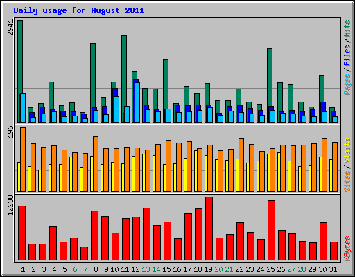 Daily usage for August 2011