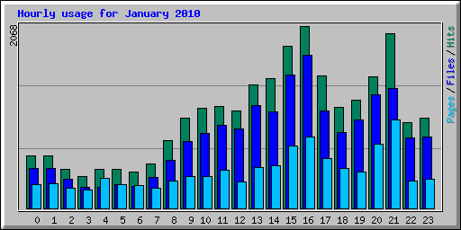 Hourly usage for January 2010